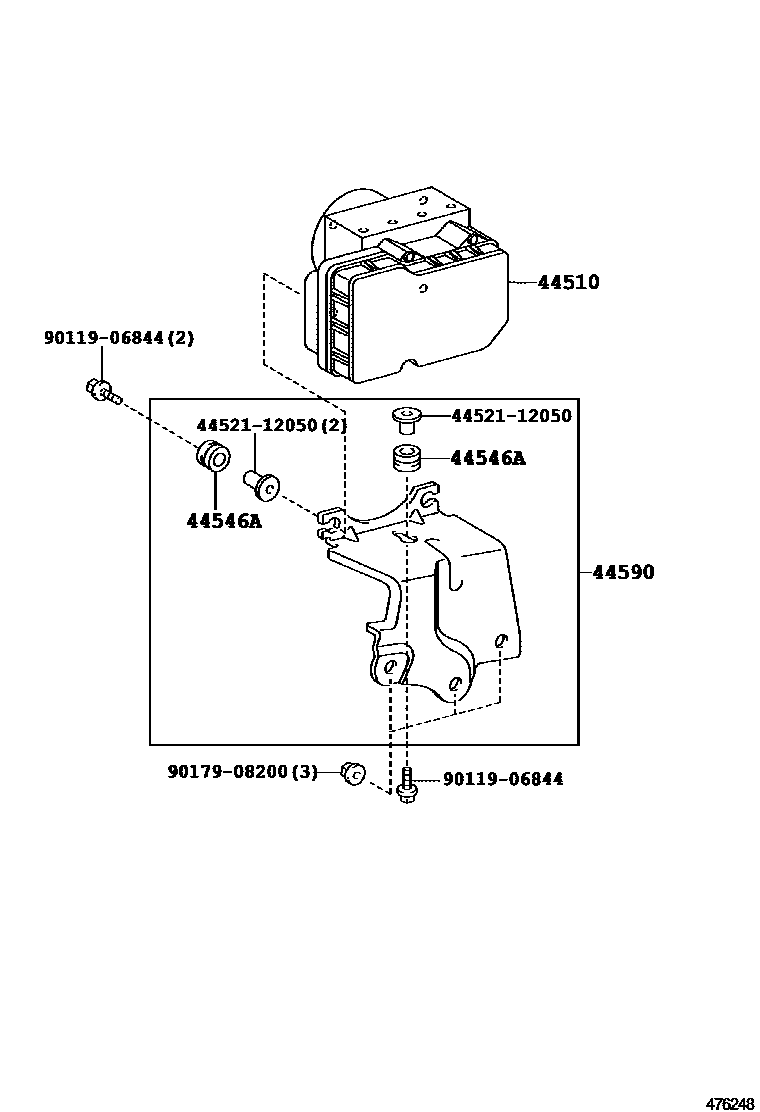Toyota COROLLA 制动配管和卡箍 EPC diagram — 476248