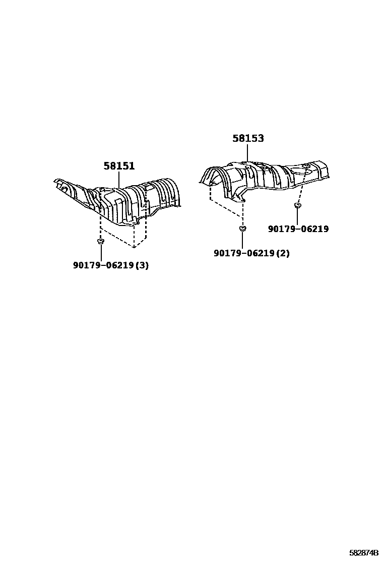 Toyota COROLLA 地板隔热垫 EPC diagram — 582874B