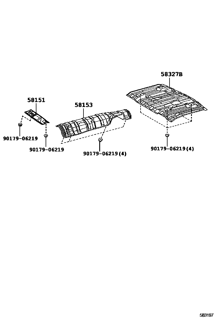 Toyota COROLLA 地板隔热垫 EPC diagram — 583197