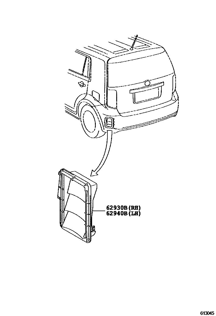 Toyota COROLLA 车侧通风装置 EPC diagram — 613045