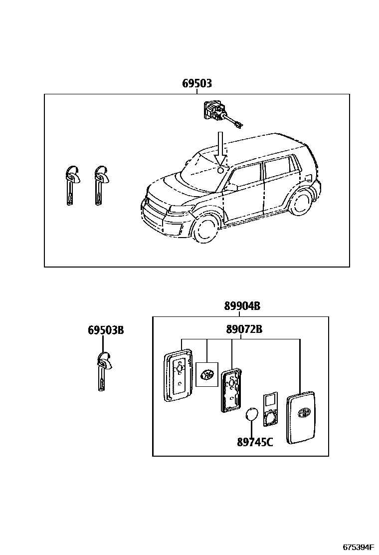 Toyota COROLLA 锁芯组件 EPC diagram — 675394F