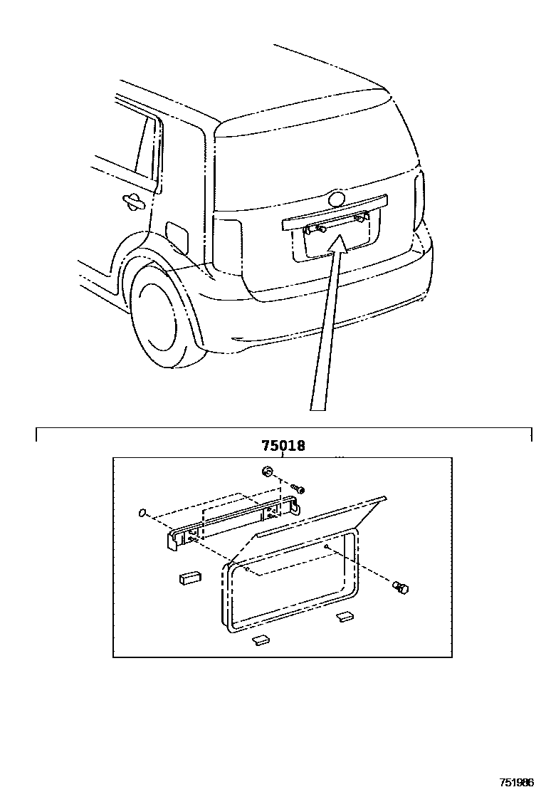 Toyota COROLLA 后防护条 EPC diagram — 751986