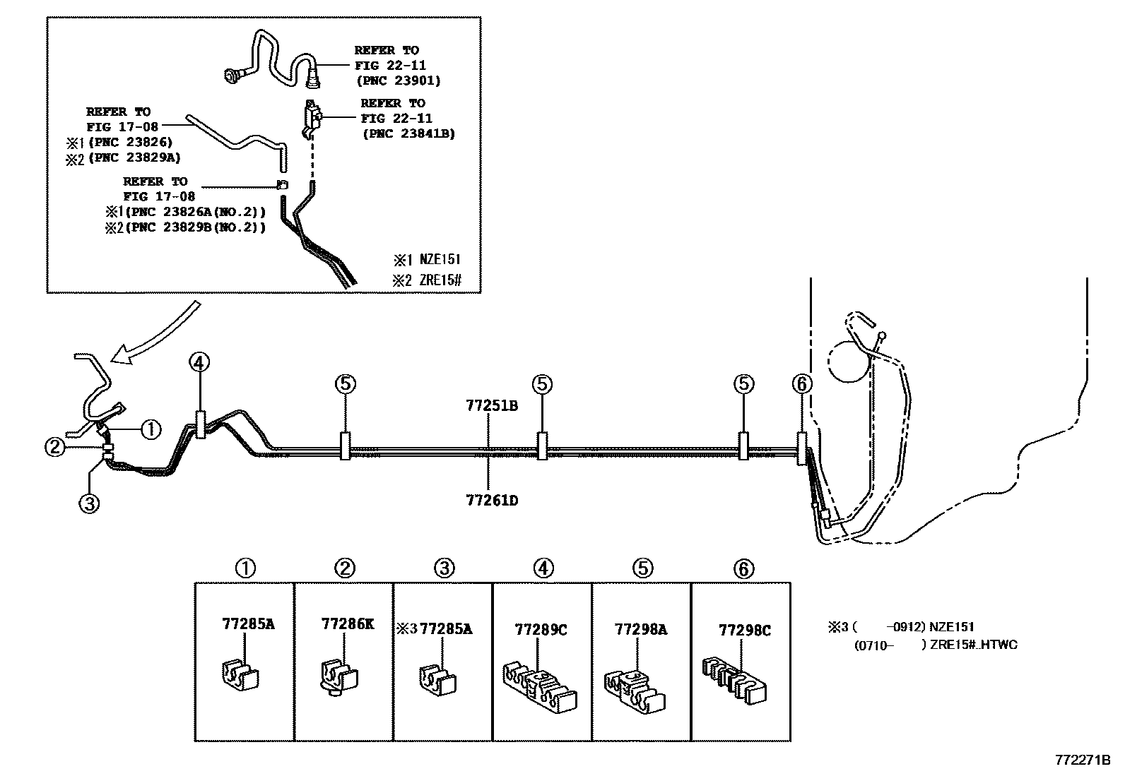 Toyota COROLLA 燃油箱和燃油管 EPC diagram — 772271B
