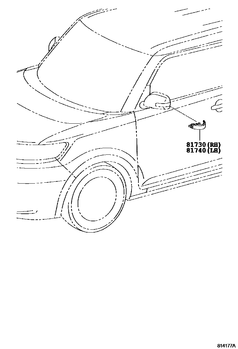 Toyota COROLLA Side Turn Signal & Outer Mirror Lamp EPC diagram — 814177A