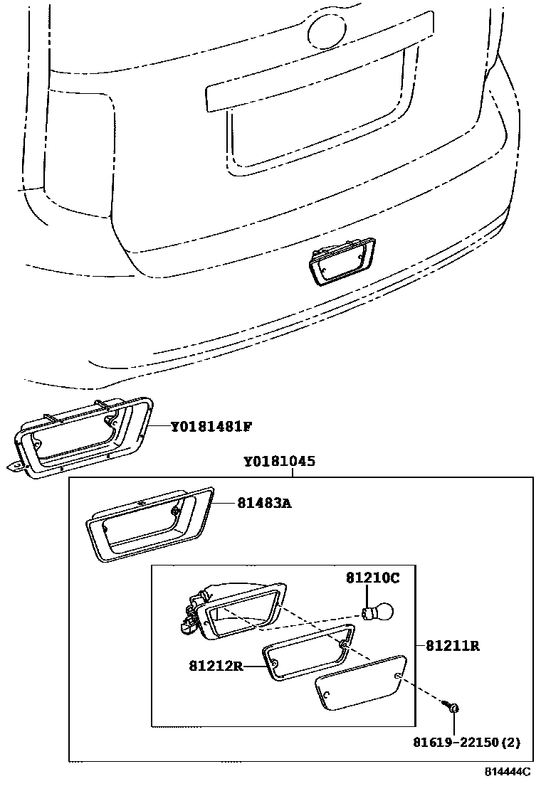 Toyota COROLLA 后雾灯 EPC diagram — 814444C