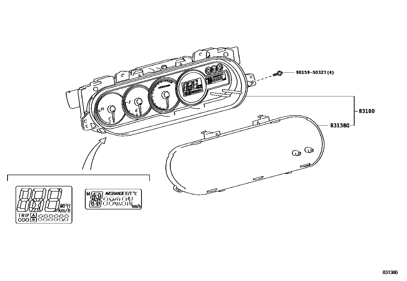 Toyota COROLLA 仪表 EPC diagram — 831386