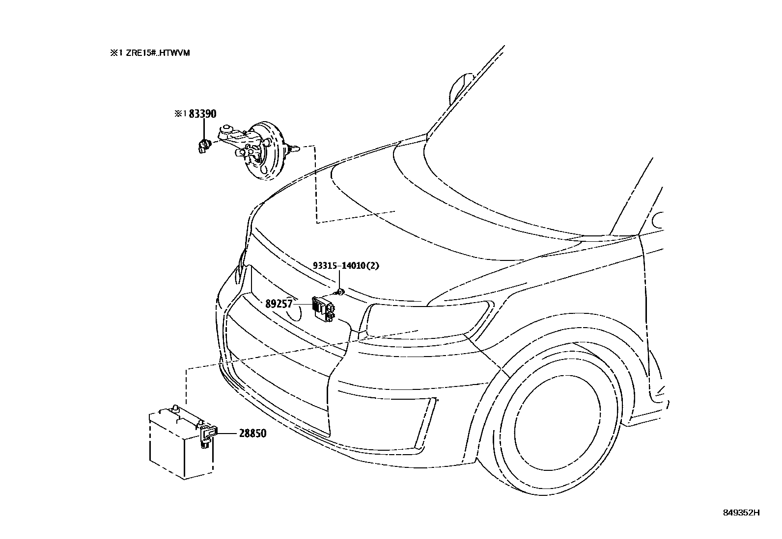 Toyota COROLLA 开关和继电器和ECU EPC diagram — 849352H