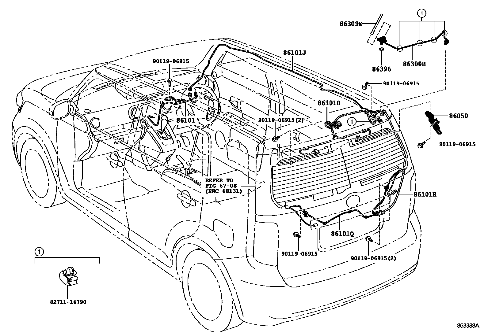 Toyota COROLLA antenna EPC diagram — 863388A