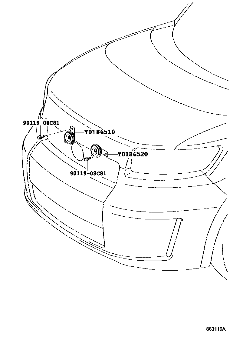 Toyota COROLLA 喇叭 EPC diagram — 863119A