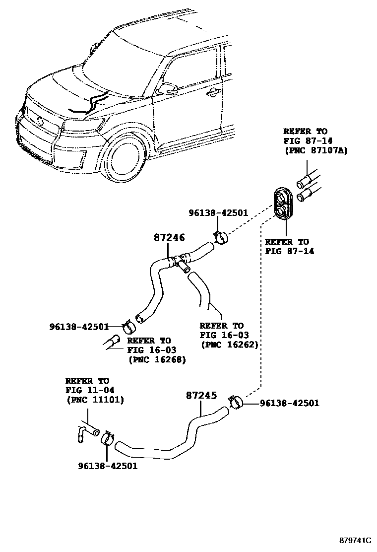 Toyota COROLLA 暖风和空调系统 - 水管 EPC diagram — 879741C