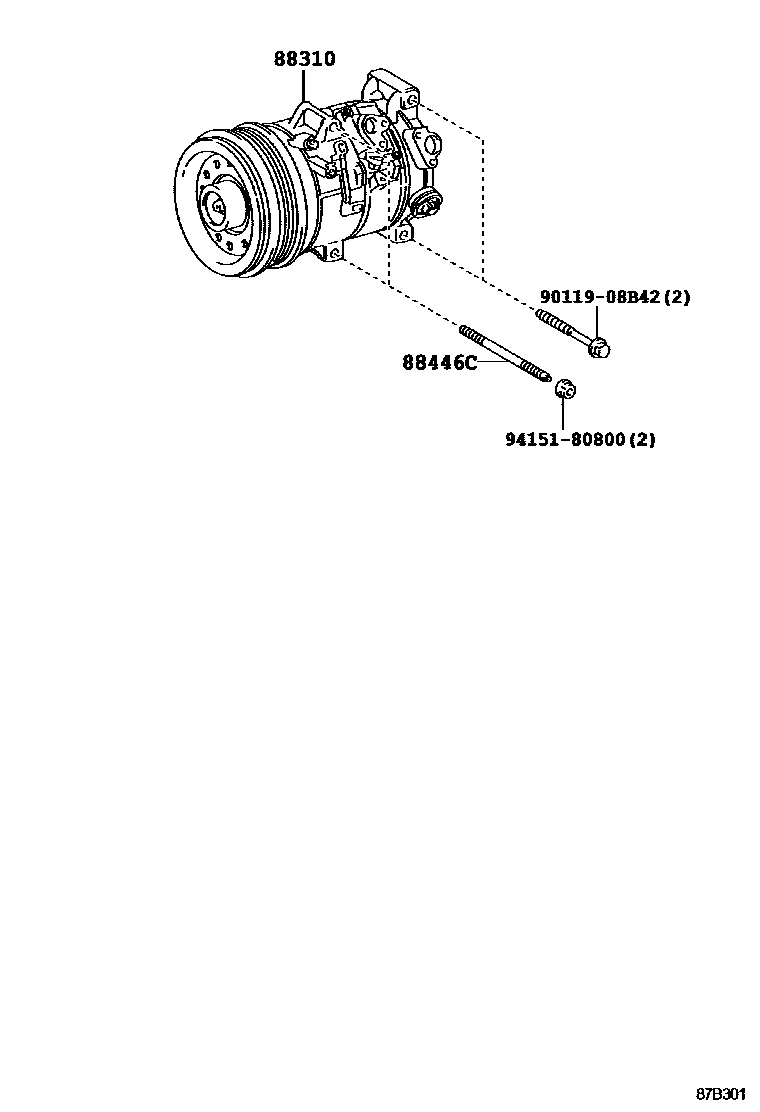 Toyota COROLLA Heating & Air Conditioning - Compressor EPC diagram — 87B301