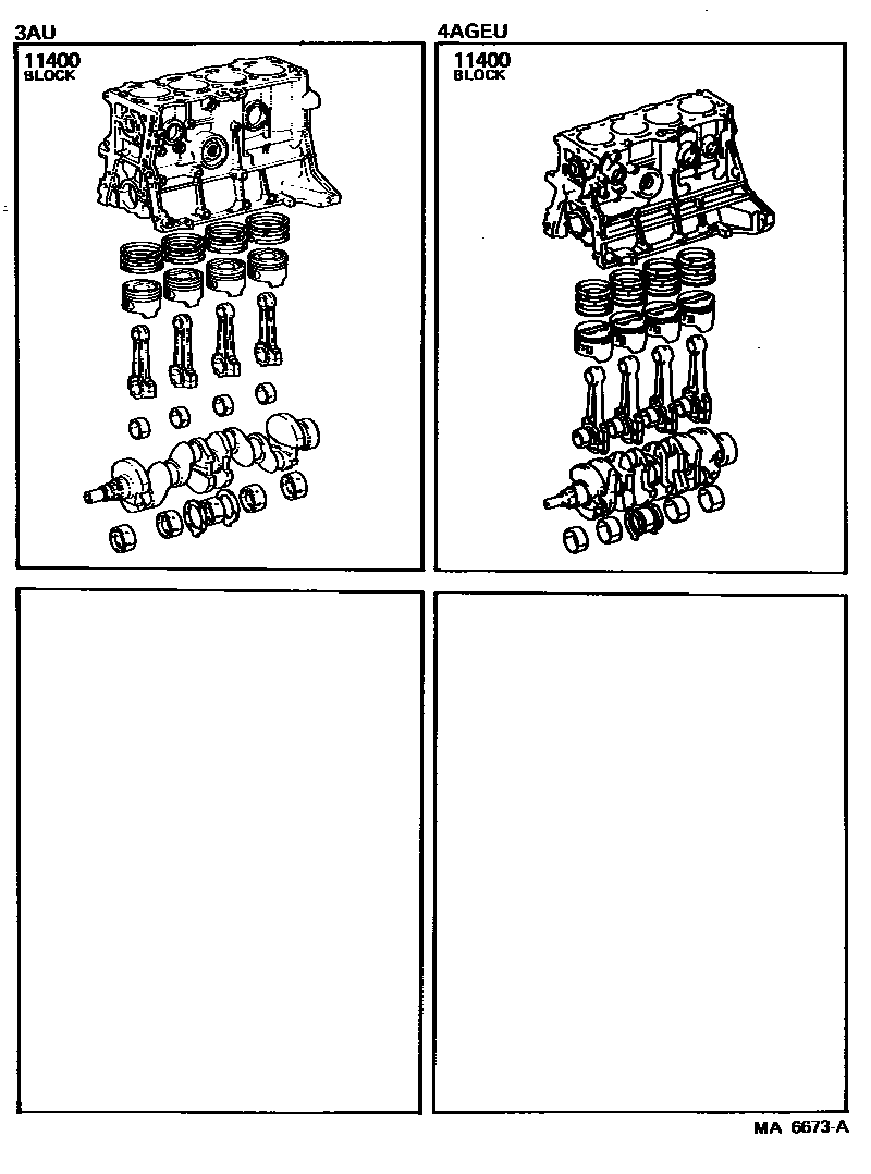 Toyota COROLLA Short Block Assembly EPC diagram — MA6673A