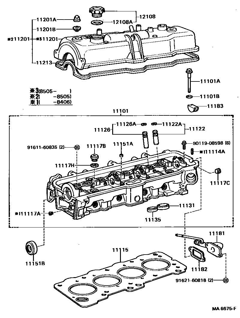 Toyota COROLLA Cylinder Head EPC diagram — MA6675F