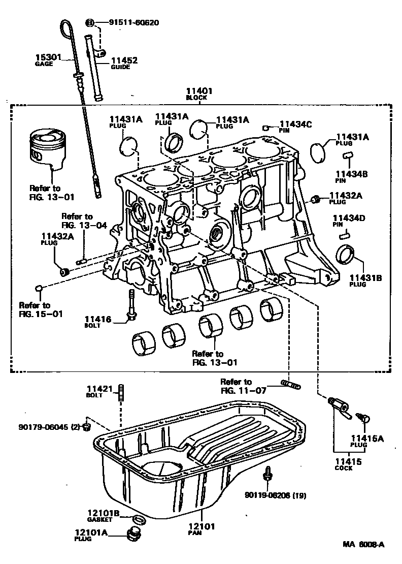 Toyota COROLLA Cylinder Block EPC diagram — MA6008A