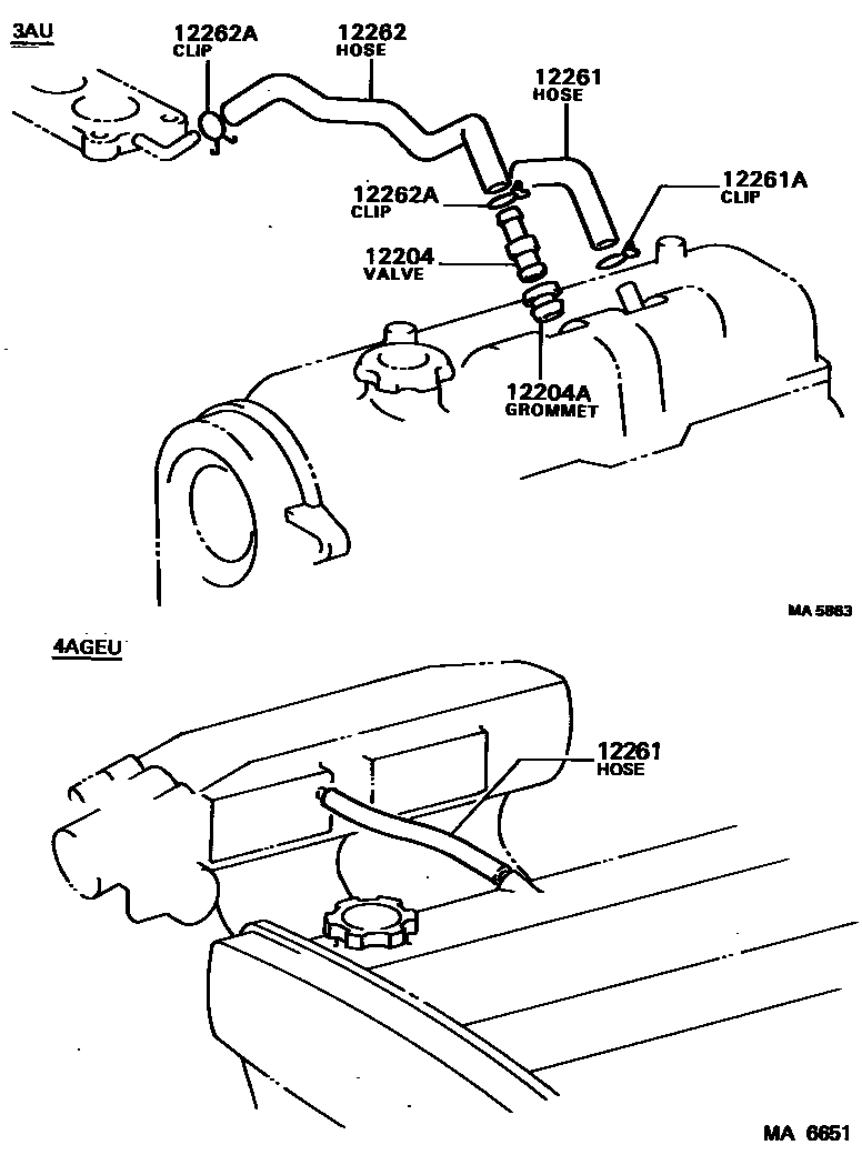 Toyota COROLLA Ventilation Hose EPC diagram — AS0375
