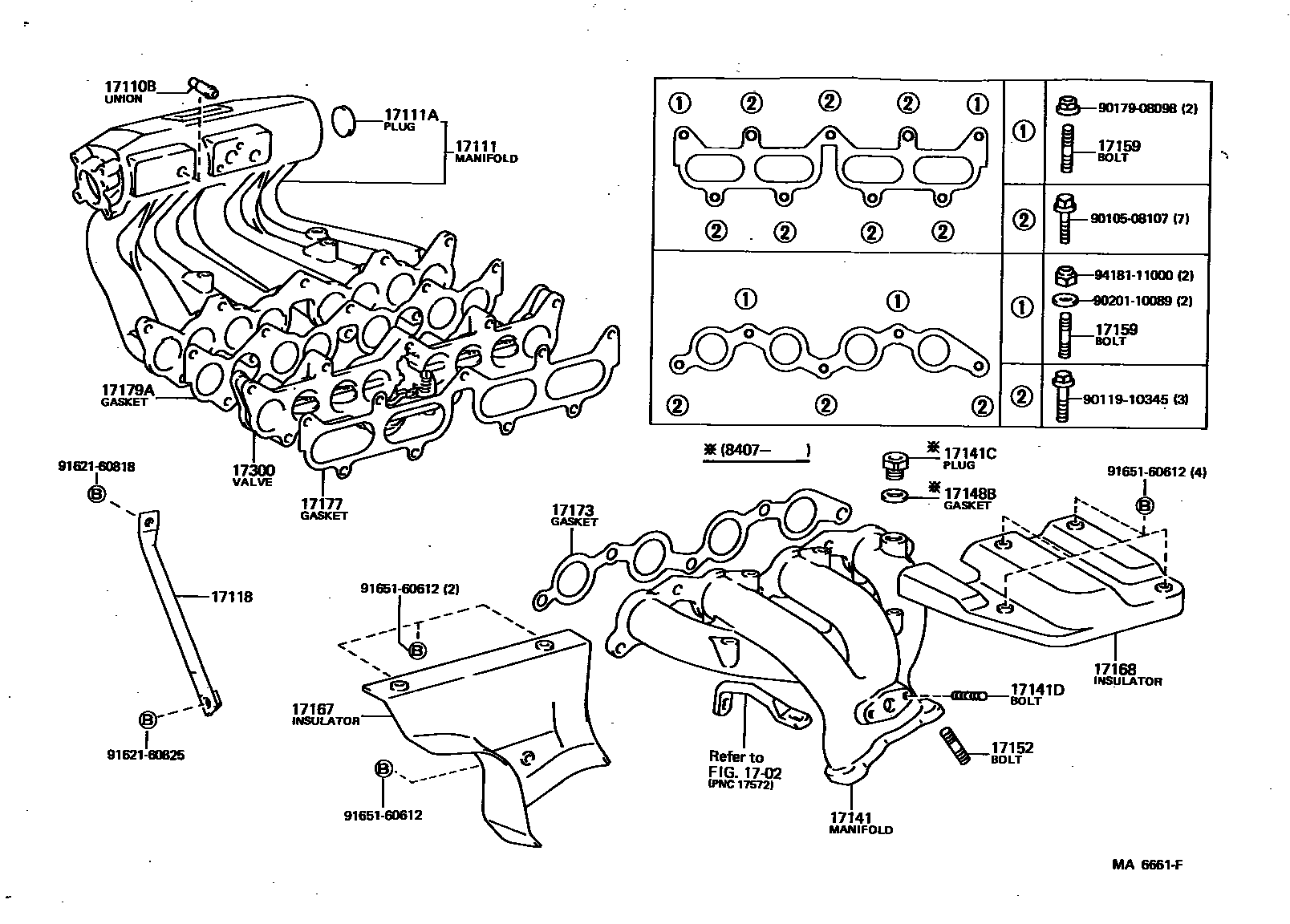 Toyota COROLLA Manifold EPC diagram — MA6661F