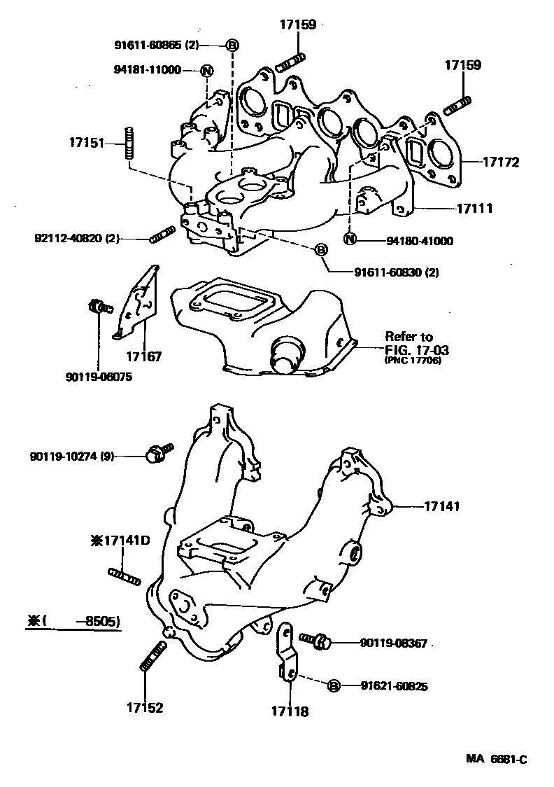 Toyota COROLLA Manifold EPC diagram — MA6681C