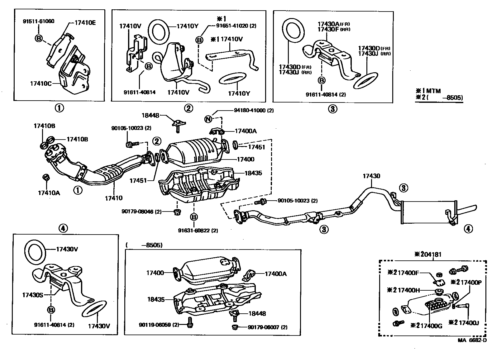 Toyota COROLLA Exhaust Pipe EPC diagram — MA6682D