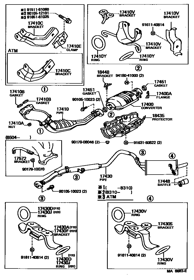 Toyota COROLLA Exhaust Pipe EPC diagram — MA6683E