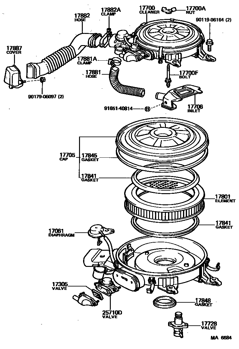 Toyota COROLLA Air Cleaner EPC diagram — MA6684