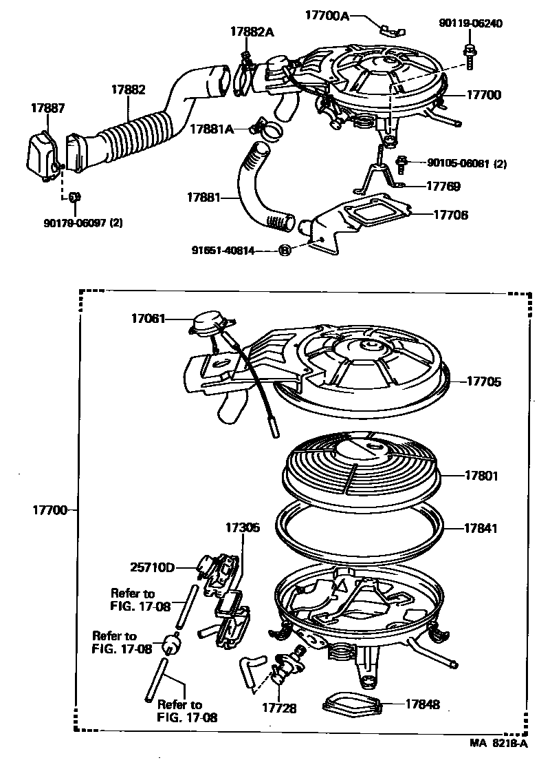 Toyota COROLLA Air Cleaner EPC diagram — MA8218A