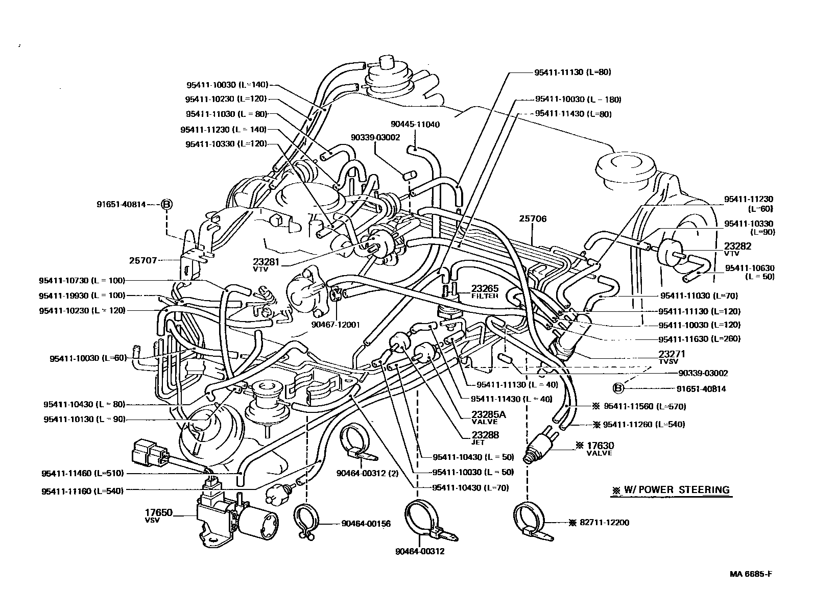 Toyota COROLLA vacuum tube EPC diagram — MA6685F