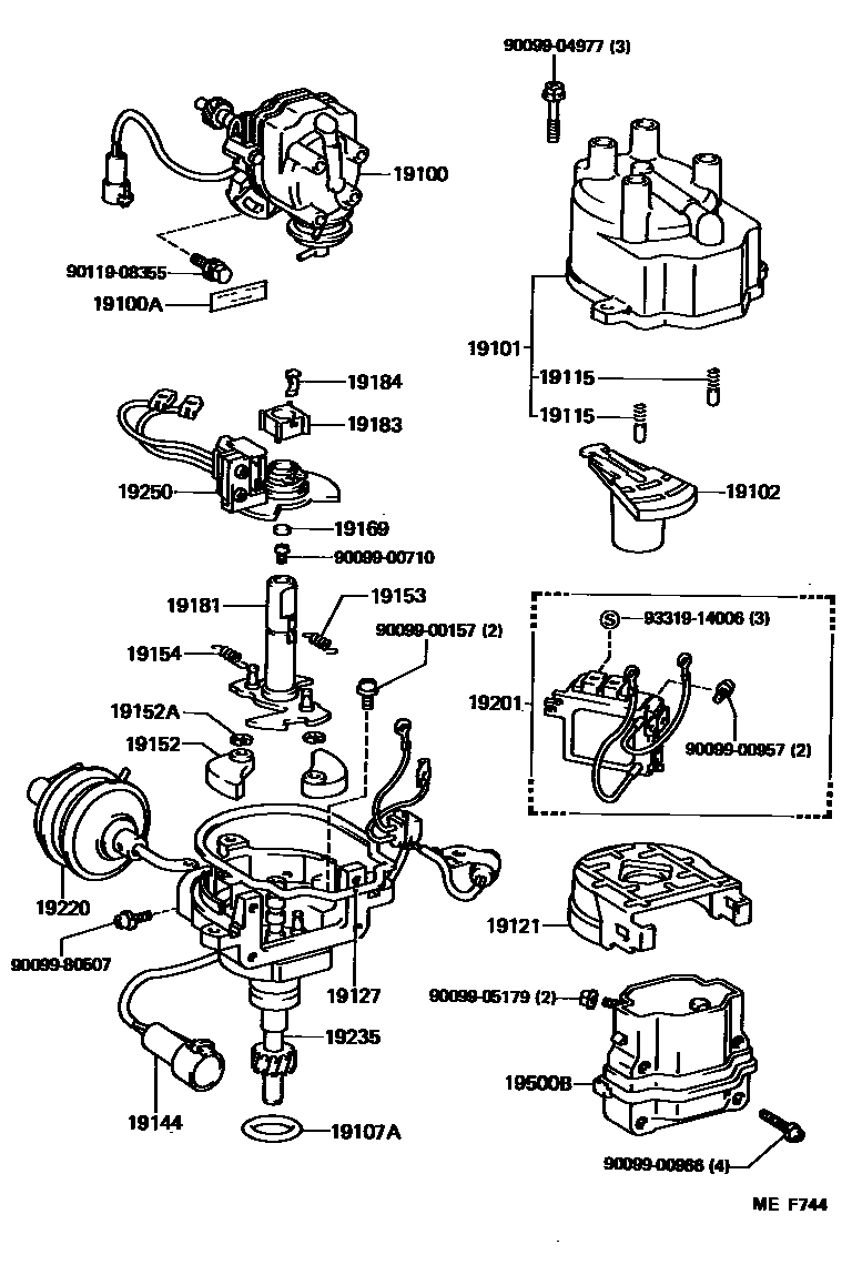 Toyota COROLLA 分电器 EPC diagram — MEF744