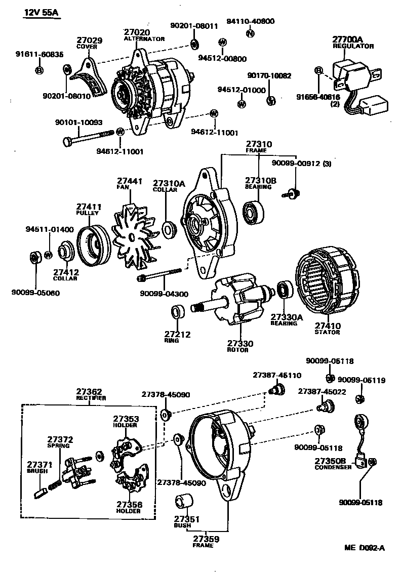Toyota COROLLA Alternator EPC diagram — MED092A