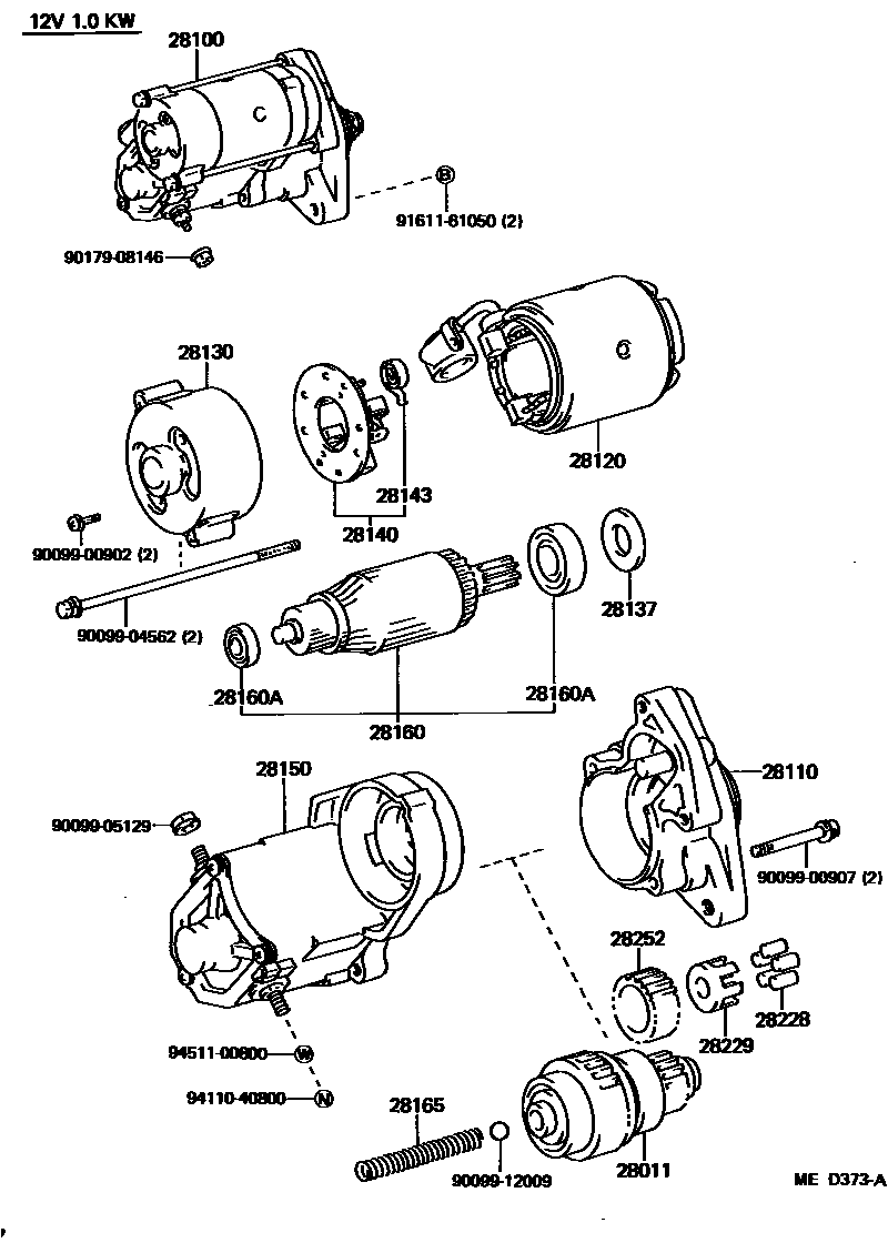 Toyota COROLLA 起动机 EPC diagram — MED373A