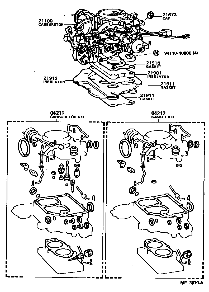 Toyota COROLLA carburetor assembly EPC diagram — MF3079A
