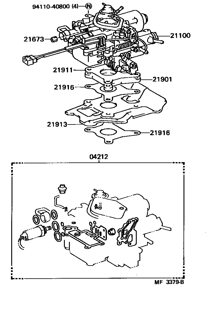 Toyota COROLLA carburetor assembly EPC diagram — MF3379B