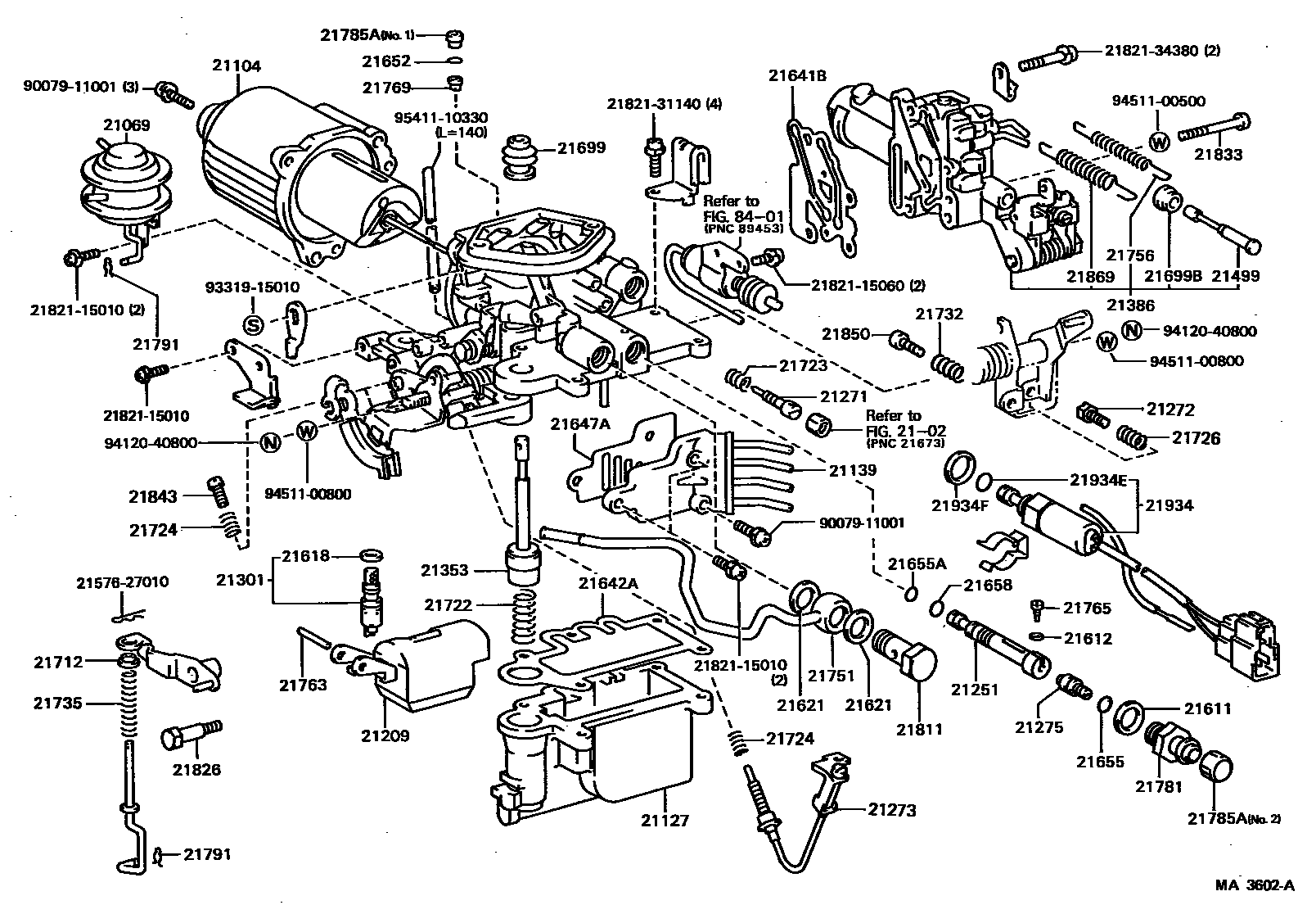 Toyota COROLLA 化油器 EPC diagram — MA3602A