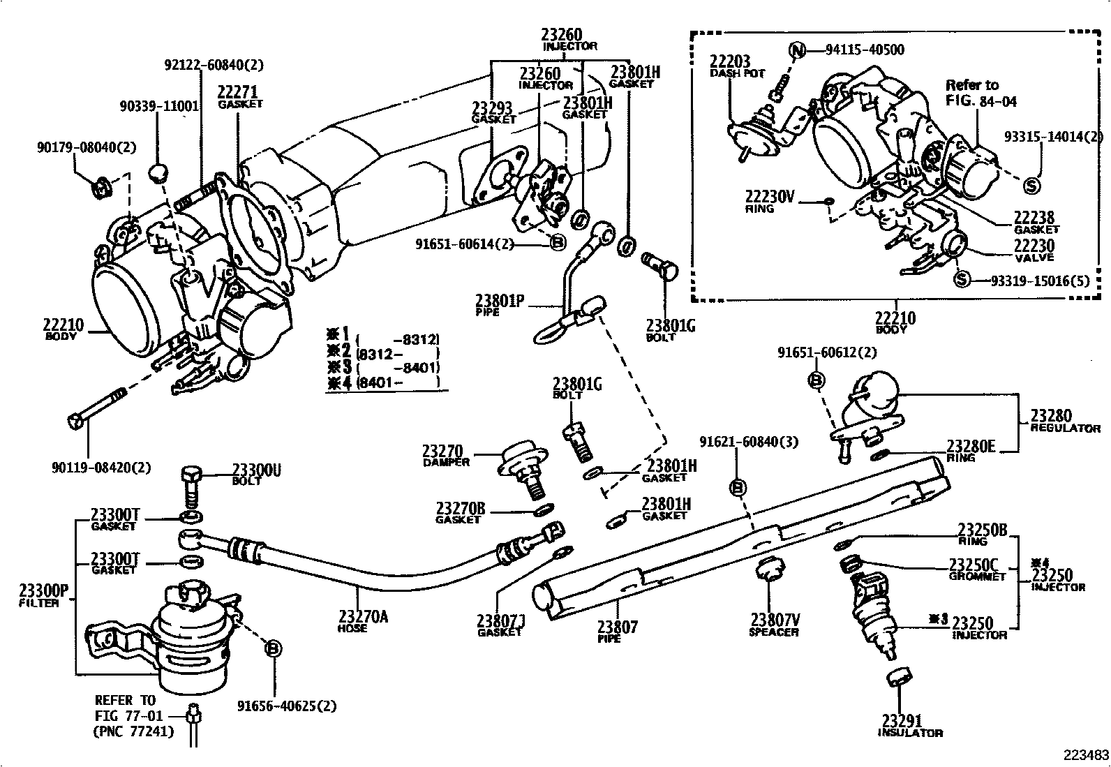 Toyota COROLLA 燃油喷射系统 EPC diagram — 223483