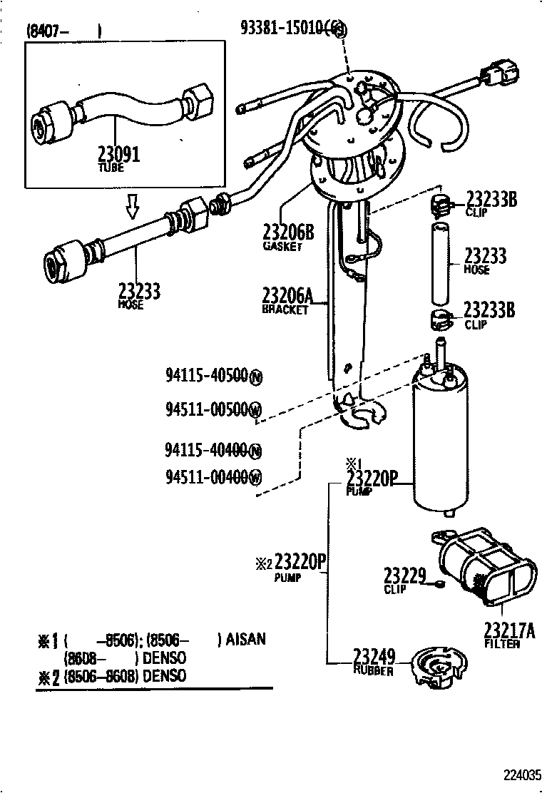 Toyota COROLLA 燃油喷射系统 EPC diagram — 224035