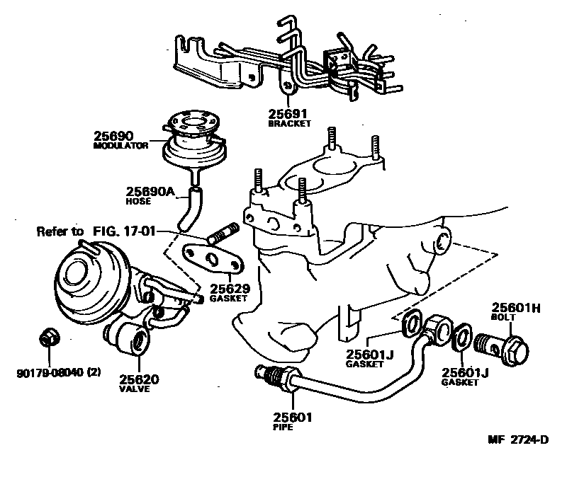 Toyota COROLLA 废气再循环系统 EPC diagram — MF2724D