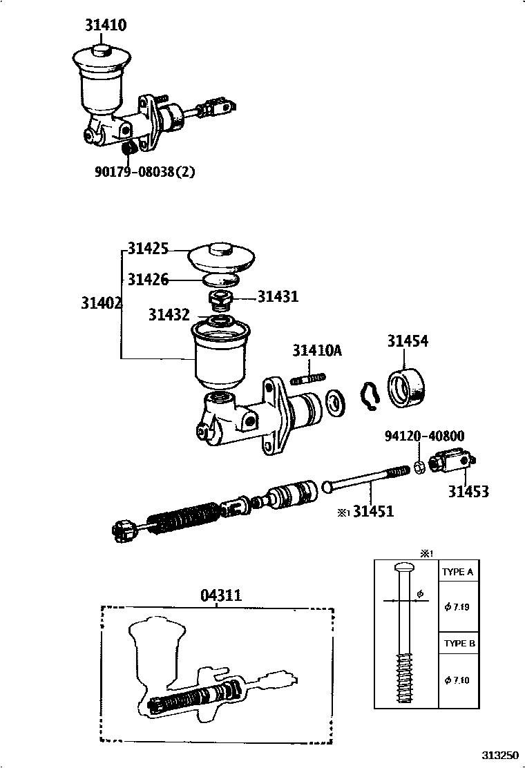 Toyota COROLLA 离合器总泵 EPC diagram — 313250