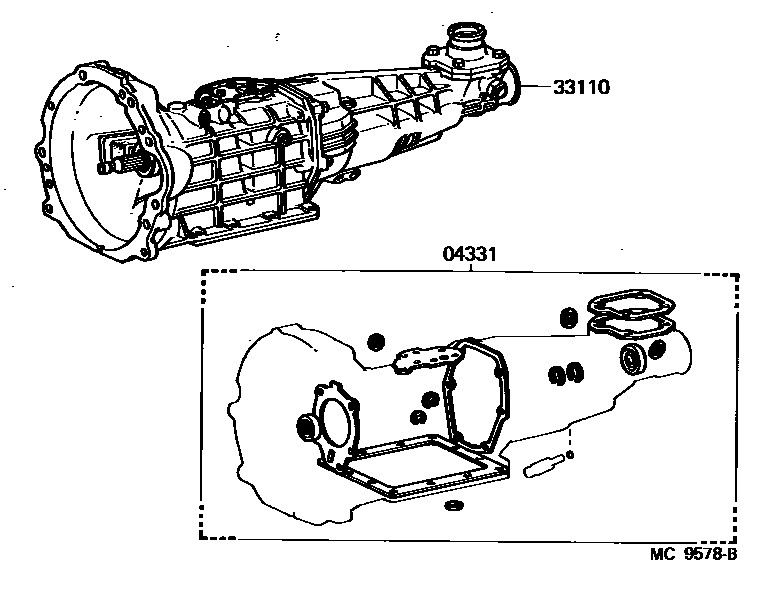 Toyota COROLLA 传动桥或变速器总成和衬垫组件(MTM) EPC diagram — MC9578B