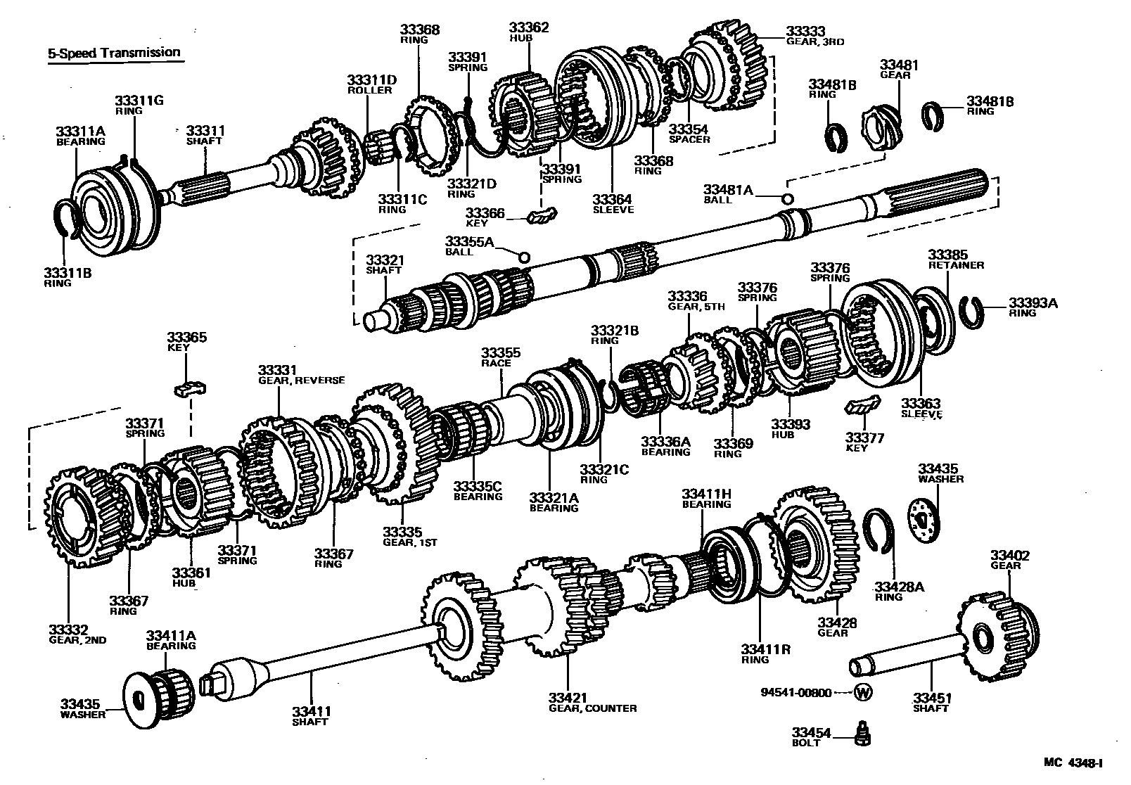 Toyota COROLLA 变速器齿轮(MTM) EPC diagram — MC4348I