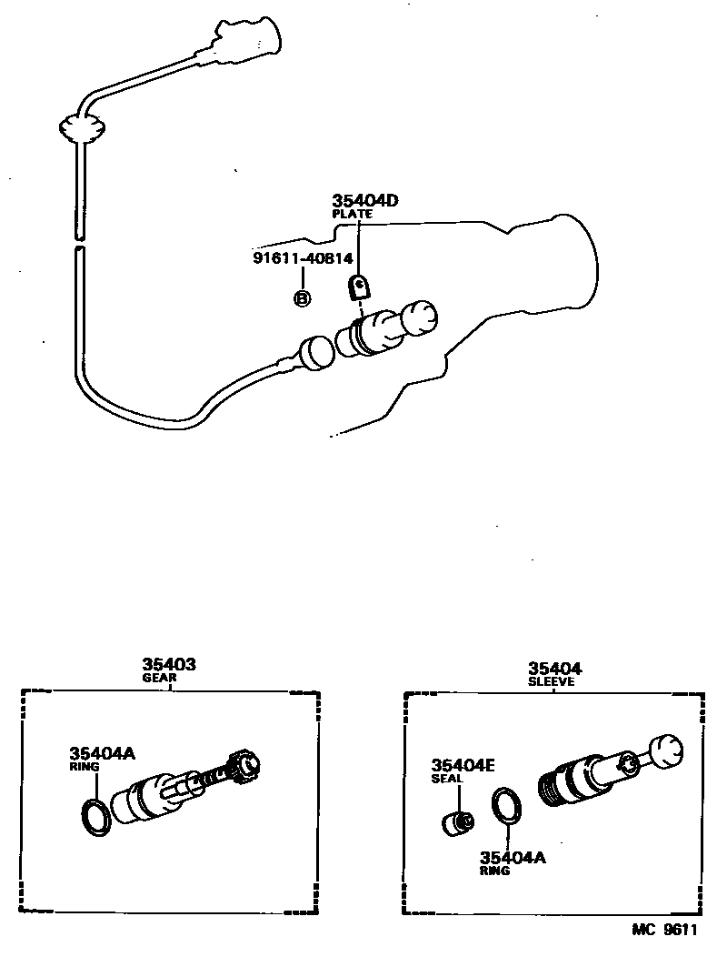 Toyota COROLLA 速度表从动齿轮(ATM) EPC diagram — MC9611