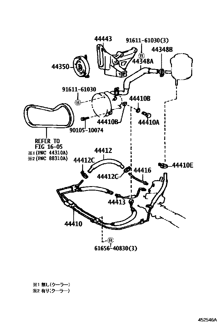 Toyota COROLLA 动力转向配管 EPC diagram — 452546A