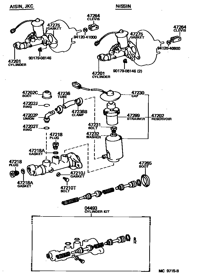 Toyota COROLLA 制动总泵 EPC diagram — MC9715B