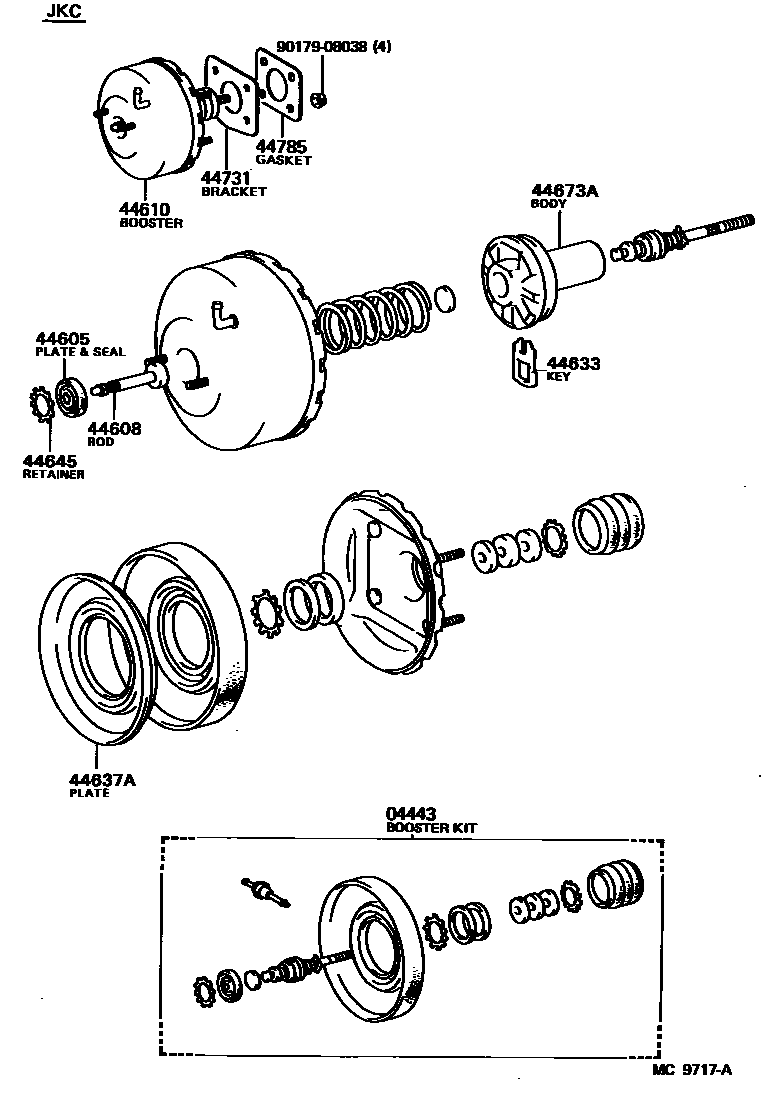 Toyota COROLLA 制动助力器和真空管 EPC diagram — MC9717A
