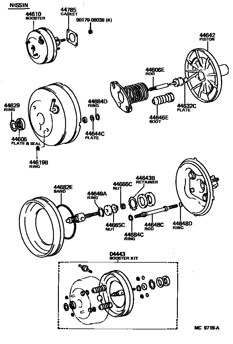Toyota COROLLA 制动助力器和真空管 EPC diagram — MC9718A