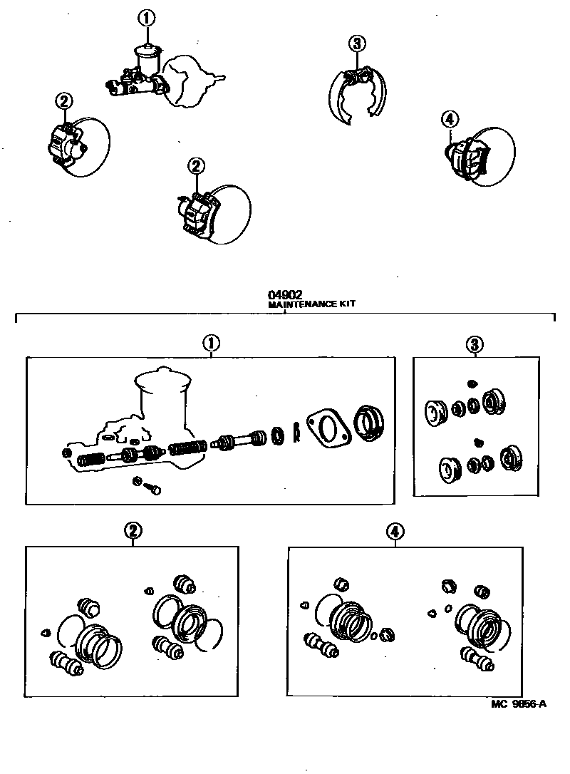 Toyota COROLLA 制动器保养组件 EPC diagram — MC9856A