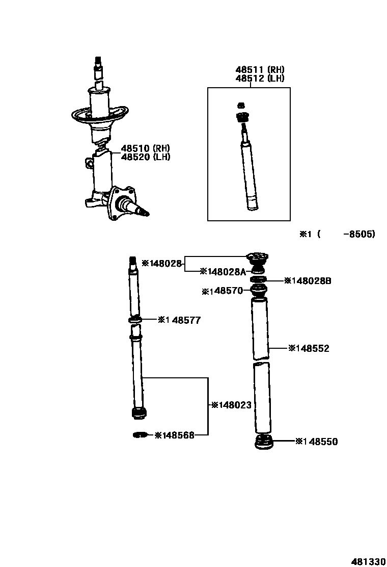 Toyota COROLLA Front Spring & Shock Absorber EPC diagram — 481330