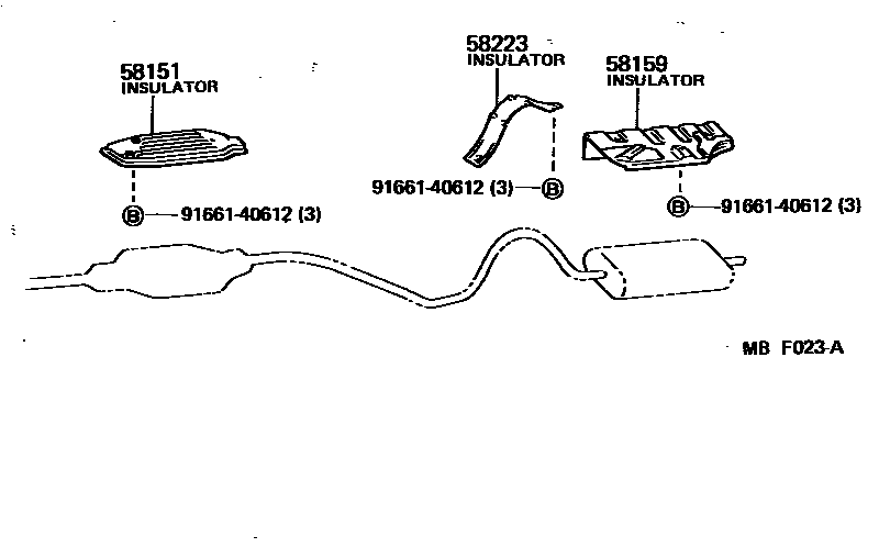 Toyota COROLLA 地板隔热垫 EPC diagram — MBF023A