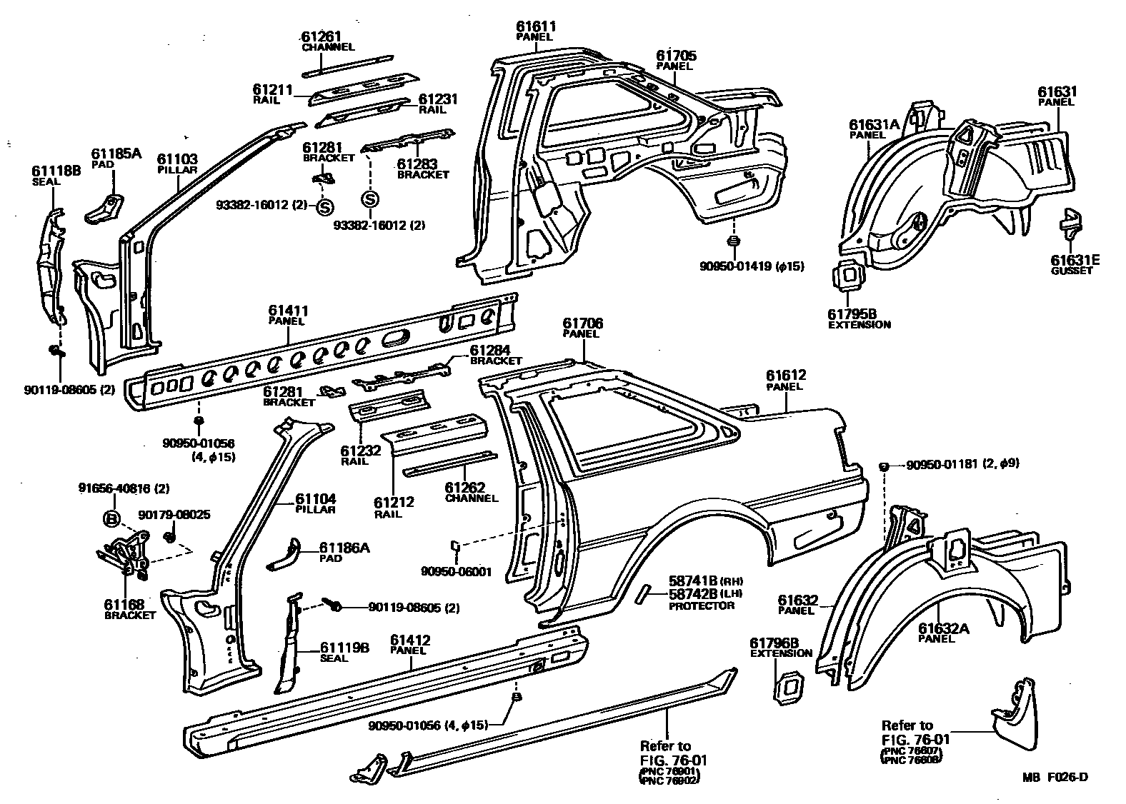 Toyota COROLLA 侧梁 EPC diagram — MBF026D