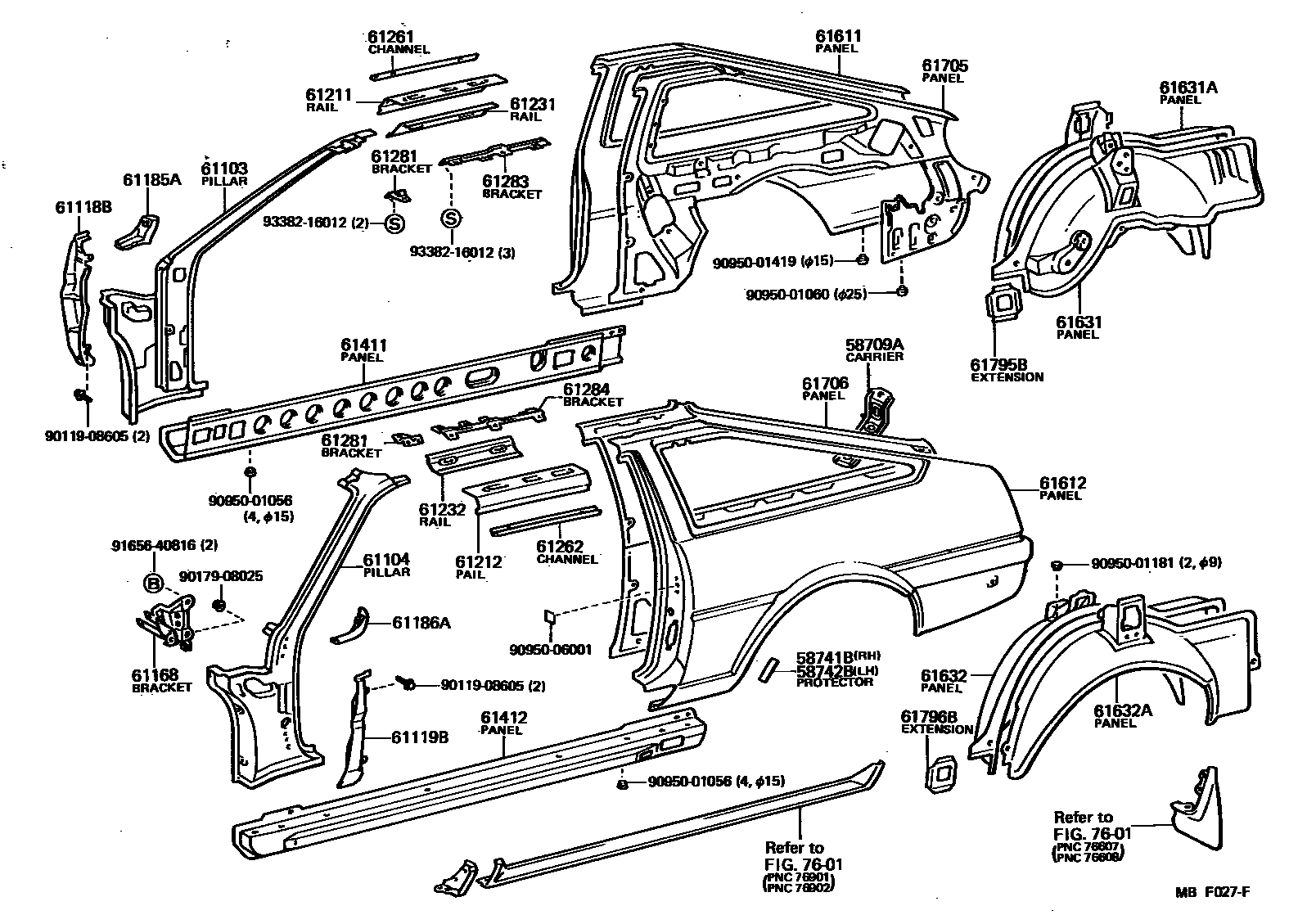 Toyota COROLLA 侧梁 EPC diagram — MBF027F