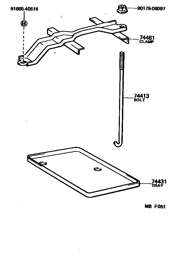 Toyota COROLLA battery holder EPC diagram — MBF051