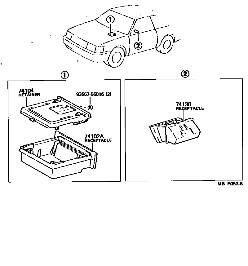 Toyota COROLLA 烟灰盒 EPC diagram — MBF053B